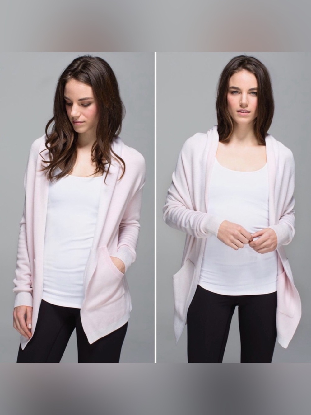NWOT Lululemon Cabin Yogi Cashmere Reversible Neutral Blush Heathered White Sz 6